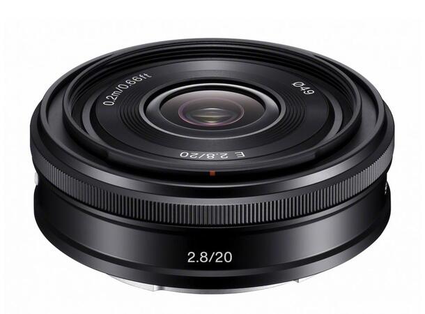 Sony E 20mm f/2.8 Lyssterk vidvinkel, Sony E-fatning 